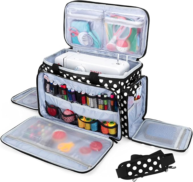 LUXJA Sewing Machine Case with Removable Padding Pad, Black Dots | Travel Case for Most Standard Sewing Machines & Accessories, Bag Only by Luxja
