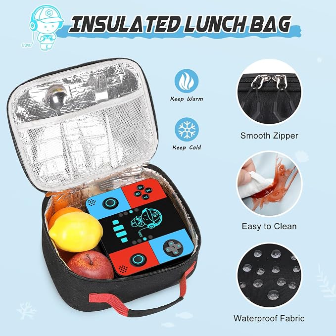 Bevalsa Backpack for Boys with 43OZ Bento Lunch Box,Insulated Lunch Bag & Pencial Case,Cool Luminous Gamer Schoolbag for Kids Teens Elementary Middle School,Bookbag Glow In The Dark - Image 6