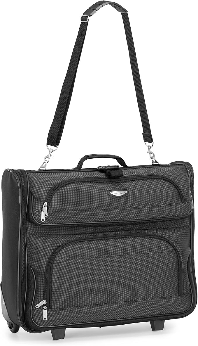 Travel Select Amsterdam Business Rolling Garment Bag, Softside Expandable Rolling 2-Wheeled Suit Carrier, Gray, One Size - Image 9