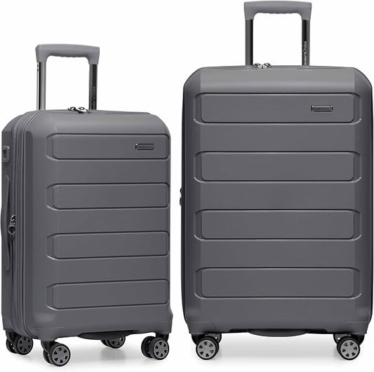 Traveler's Choice Pagosa Hardshell Expandable Luggage with Spinner Wheels, Gray, 2-Piece Set (22/27) by TravelersChoice