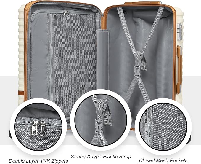 Joyway Luggage Set 7 Piece Suitcase Sets with Spinner Wheel,Hardside Expandable Travel Laggage with TSA Lock (18/20/24/28 White - Image 9