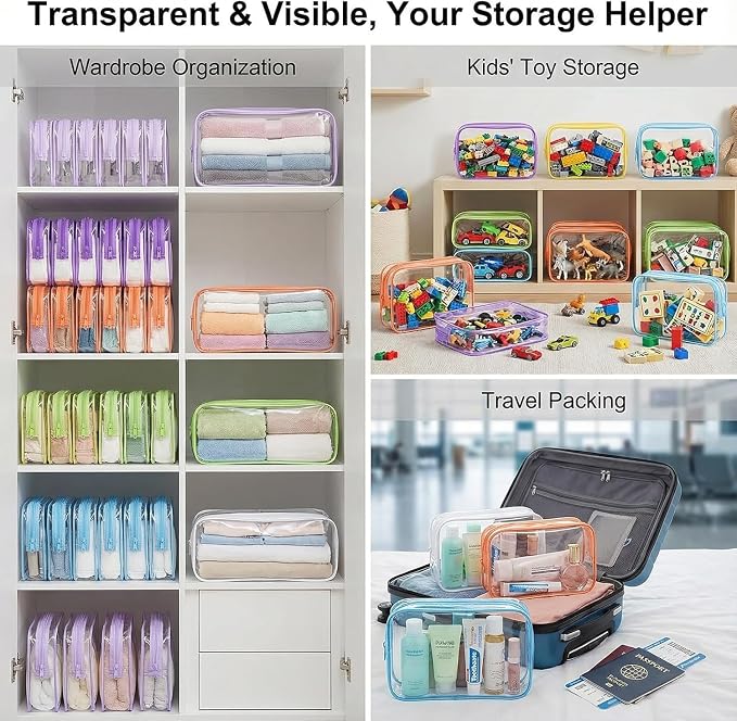 120 Pcs Clear Makeup Bags Bulk Mon Gifts Bag Tsa Approved Toiletry Bag for Travel Transparent Cosmetic Bag PVC Waterproof Travel Small Pouches with Zipper for Men and Women (Vivid Color) - Image 6