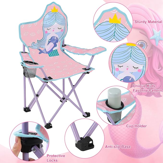 KABOER Kids Outdoor Folding Camping Chair with Cup Holder Carrying Bag | Portable Camping Chair for Beach Picnic Camping Travel Lawn Ages 3-10 - Image 3