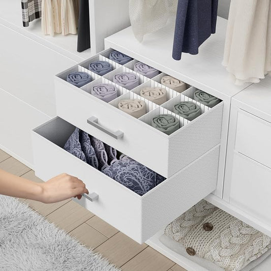 BOLUO Small Closet Organizer Drawers,Underwear and Bra Organizer with Divider for Socks,Fabric College Dorm Storage White by BOLUO