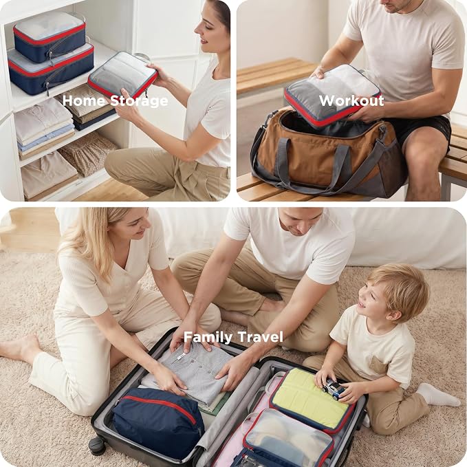 Cipway Compression Packing Cubes, See Through Mesh Luggage Organizer Bags, Travel Essentials for Carry on Suitcase with Laundry Bag and Clear Toiletries Bag（6 Pcs,Blue） - Image 6