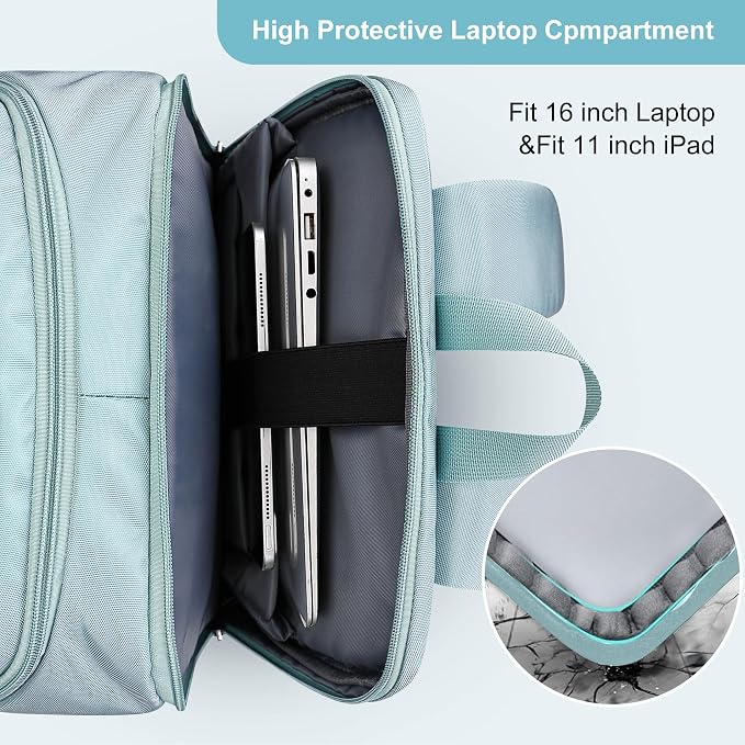 PIJUSHI Casual Travel Backpack for Women with 16" Padded Laptop Compartment | Carry On Luggage with USB Charging Port, 1680D Water-Resistant Nylon, Airline Approved, For Daily, Hiking - Image 4