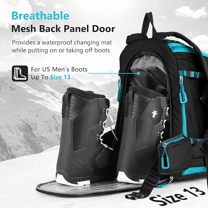 MORXPLOR Ski Boot Bag - 65L Padded, Waterproof Ski Travel Backpack for Gear & Accessories - Image 3