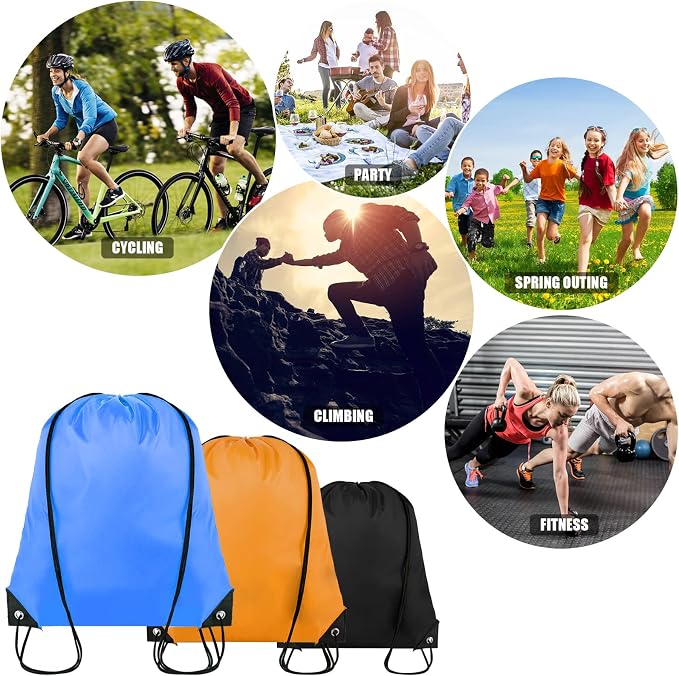 Grneric Drawstring Backpack Bulk 100Pcs Cinch Bag, Polyester Drawstring Bags for Gym Beach Sports Short Trip Party (20 Colors) - Image 6