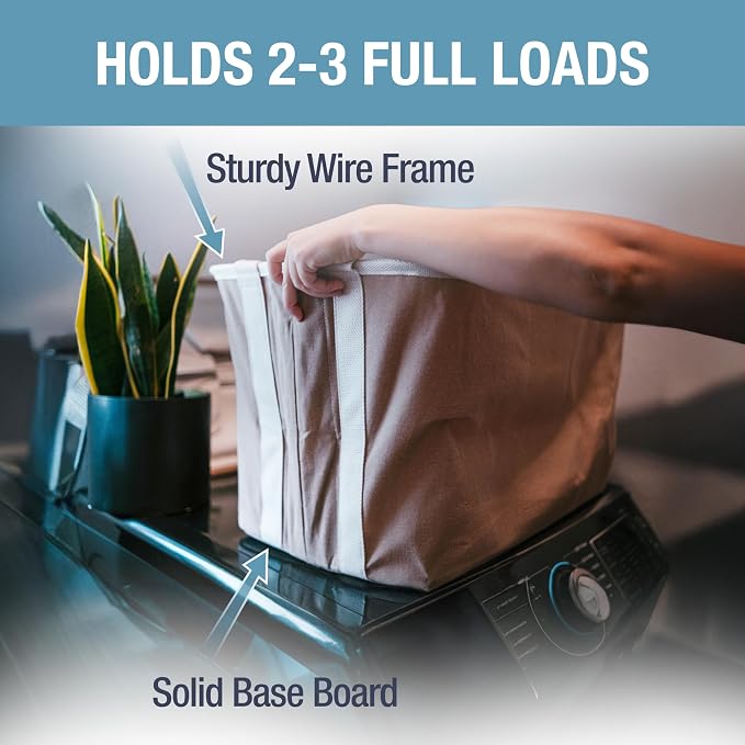 CleverMade Collapsible Laundry Basket LUXE 2 Pack – 60L (16 Gal) Foldable Cotton Blend Clothes Hamper with Vegan Leather Accents, Reinforced Handles, Space Saving Laundry Bin Holds 55 lbs - Mocha - Image 2