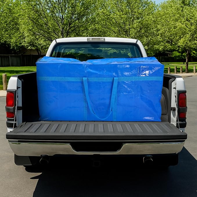 Windyun 4 Pack 121 Gallon Extra Large Moving Bags XXL Heavy Duty Storage Bag with Strong Zipper Handle Jumbo Big Tote Box Foldable for College Dorm Travel Clothes Duffle Blanket Pillow(Blue) - Image 7