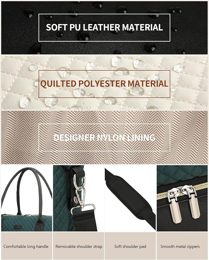 Weekender Bags for Women Travel, Under Seat Carry On Bags for Airplanes Overnight Bag with Shoe Compartment Luggage Sleeve, Foldie Travel Tote Bag Hospital Bag, Travel Gifts, DarkGreen Black - Image 6