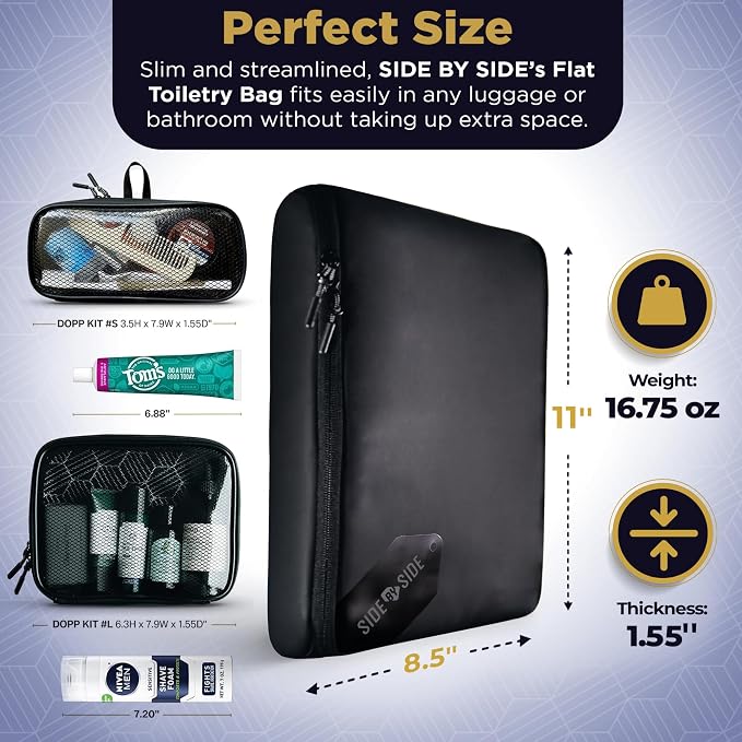 Small Travel Toiletry Bag for Men, Slim Flat Hanging Mens Dopp Kit & Travel Size Shaving Kit Organizer, TSA-Approved Waterproof Compact Toiletries Bag, Leak-Proof Pouches - Image 5