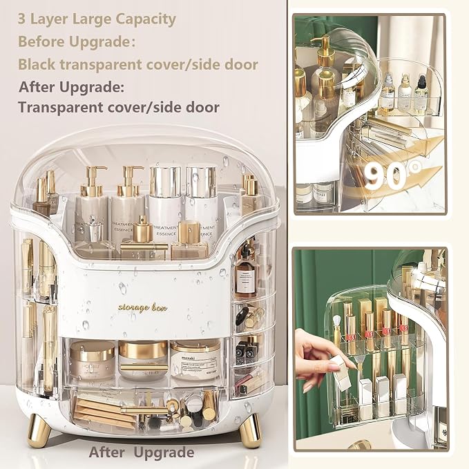 Omeily Upgrade Large Makeup Organizer Countertop Vanity Organizer Cosmetic Organizer Makeup Storage Box Bathroom Counter Organizer Perfume Skincare Organizers Gift Women Clear Design Easy Visibility - Image 3