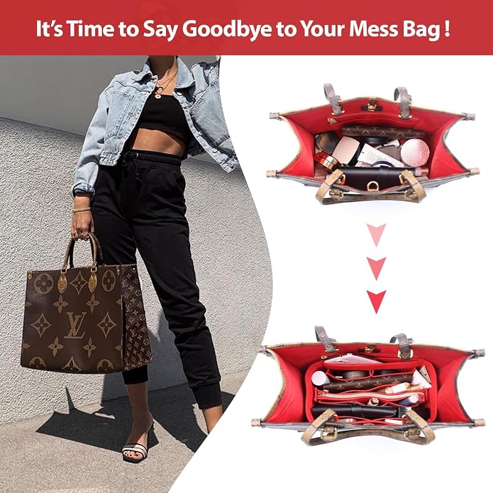 OMYSTYLE Purse Organizer Insert, Felt Tote Bag Organizer Insert with 5 Sizes, Handbag Dividers for Inside Purse, Compatible with Longchamp, Neverful, Speedy and More - Image 3