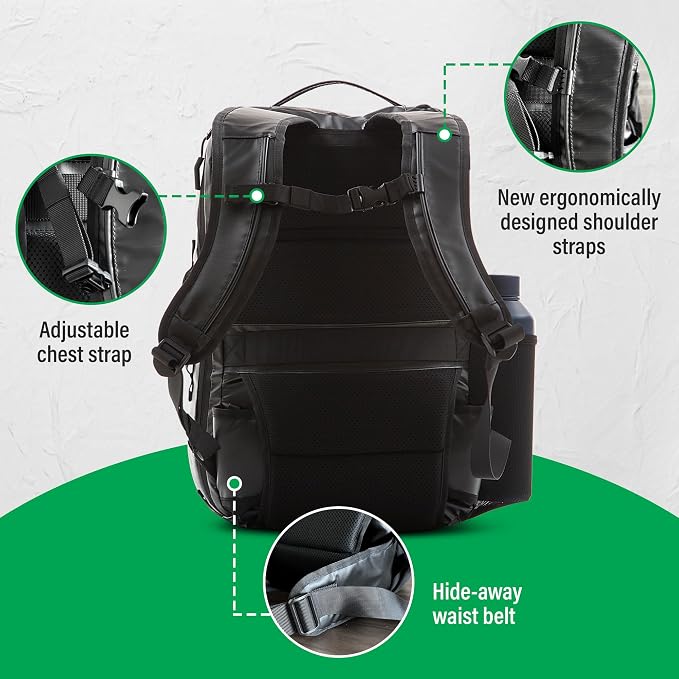 COR Island Hopper 2.0 Travel Backpack, 34L Black | Carry On Backpack for Men & Women, Clamshell Opening, Hidden Passport Pockets, Water Resistant, Laptop Sleeve - Image 7