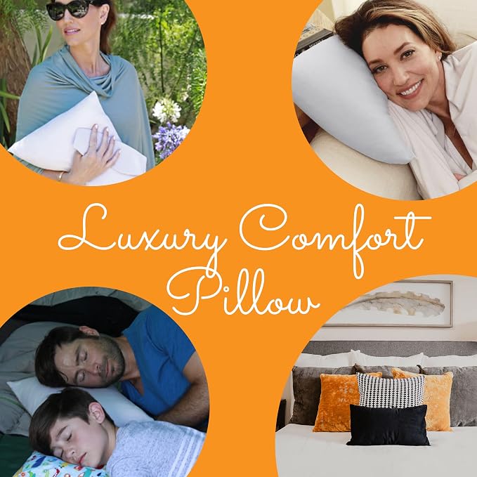 Happyluxe Travel Pillow, Silver Gray, 17 x 13in Soft Alternative to Down & Memory Foam, for Long Flights, Made in the USA, for Adults Sleeping, Camping or Nap, Small - Image 2