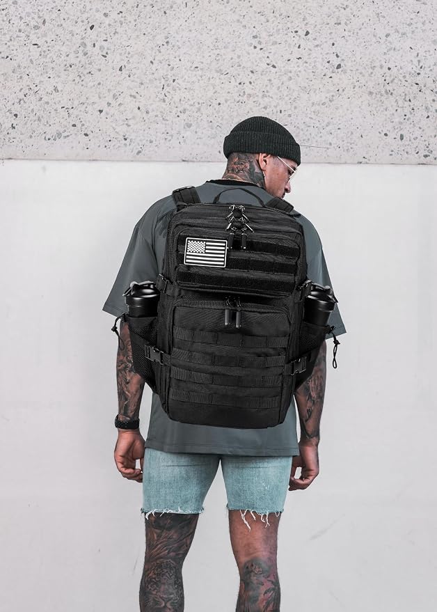 LHI Military Tactical Backpack for Men and Women 45L Army 3 Days Assault Pack Bag Large Rucksack with Molle System - Black - Image 7