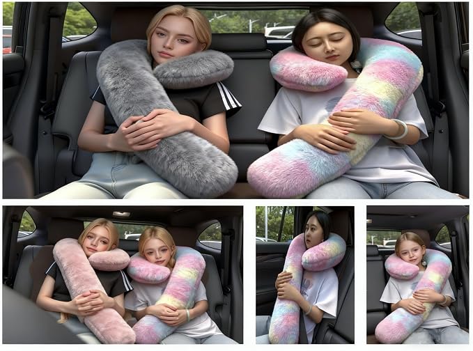 Car Travel Pillow, car Pillow for Kids and Adults, Ergonomic Travel Pillow Providing Neck and Body Support, a Sleep aid, Children's Travel Pillow - Gray - Image 4