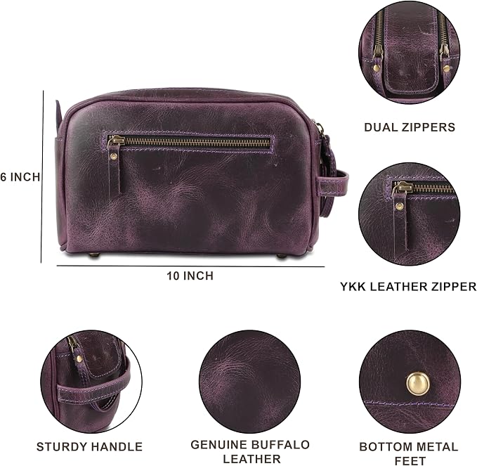 KomalC Travel Toiletry Bag – Premium Leather Dopp Kit for Men & Women with Water-Resistant Lining & Spacious Zippered Organizer - Image 9