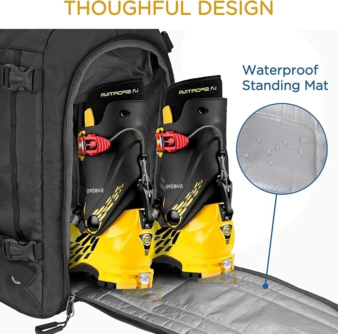 WOLT Ski Boot Bag Backpack - 50L Snowboard Boot Bag for Air Travel for Snow Boots, Ski Helmet, Gloves, Goggles, Skiing Gear - Image 5