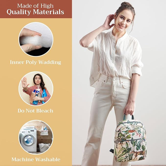 Maison d' Hermine Backpack for Women Men Cotton Shoulder Multipurpose Rucksack with Small Pouch Lightweight Multi Pocket Bag for Travel Work Beach Perfect for Spring Summer (Wild) - Image 3