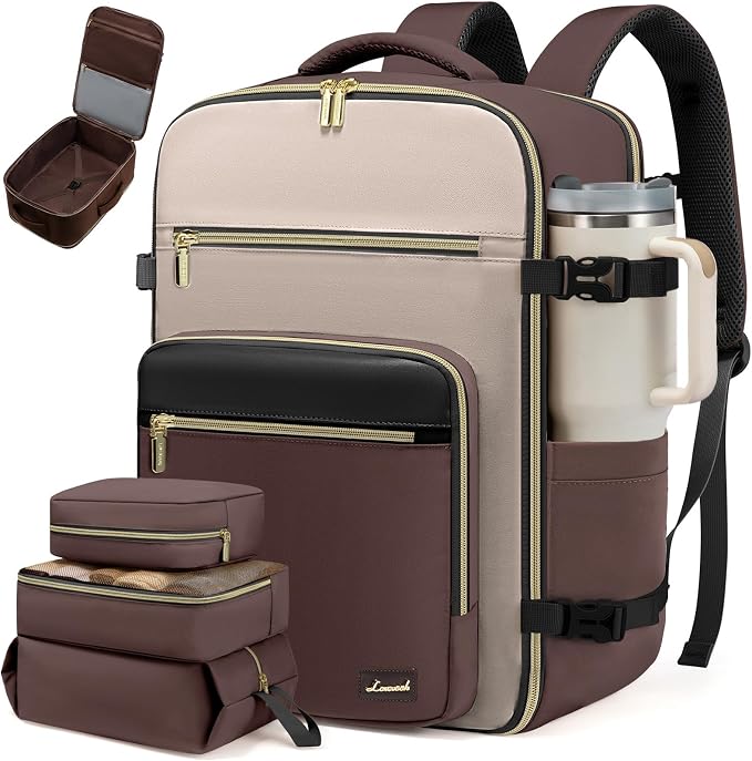 LOVEVOOK Travel Backpack For Women,40L Carry On Backpack Flight Approved,TSA Personal Item Travel Bag Fits 17 Inch Laptop,Business Weekender Overnight Daypack with Toiletry Bag and Cubes by LOVEVOOK