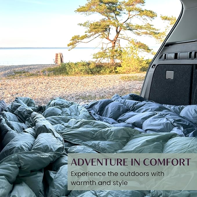 Down Camping Blanket with Footbox – Lightweight, Packable, Water Resistant Backpacking Quilt & Warm Puffy Compact Outdoor Throw – 52x77 with Stuff Sack for Stadium, Hiking & Travel - Image 9