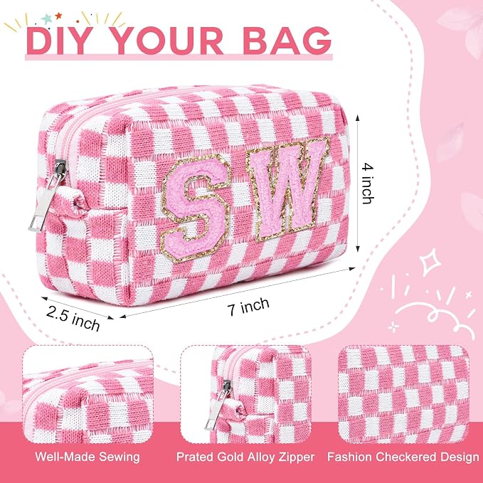 SOIDRAM Makeup Bag Preppy Cosmetic Bag Bulk Makeup Pouch Personalize Travel Toiletry Bag Organizer Cute DIY Makeup Brushes Storage Bag for Women - Image 3