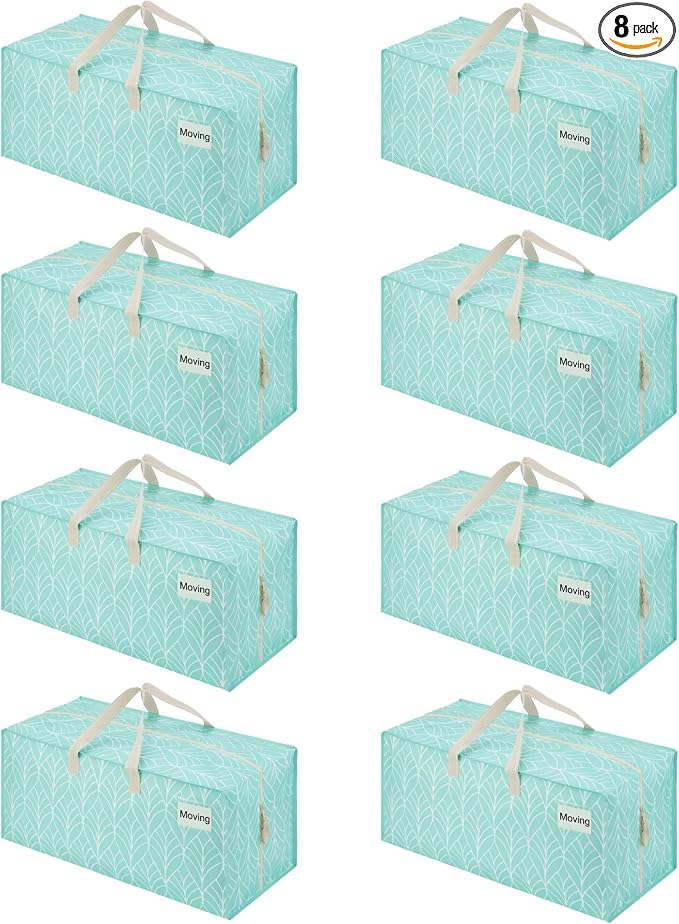 VENO 8 Pack Heavy Duty Moving Bags with Backpack Straps, Zippers & Handles, Extra Large Packing Bags for College Dorm Essentials, Moving Supplies Alternative to Cardboard Moving Boxes by Veno