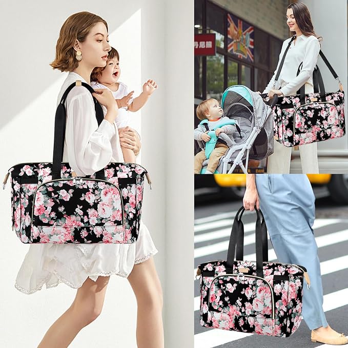ITIEZY Diaper Bag Tote for Baby - Large Mommy Bag with Portable Changing Pad Pacifier Case, Hospital Bags Travel Baby Bag - Image 2