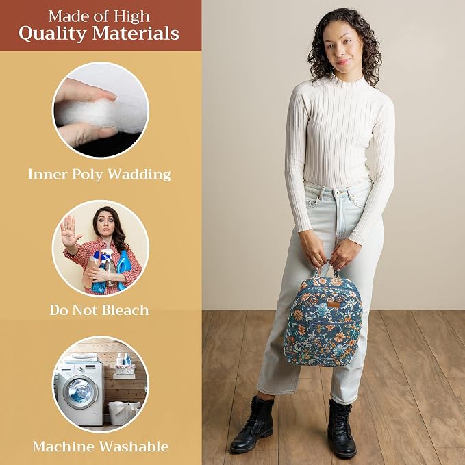 Maison d' Hermine Backpack for Women Men Cotton Shoulder Multipurpose Rucksack with Small Pouch Lightweight Multi Pocket Bag for Travel Beach Perfect for Spring Summer (Luxury Loft - Dark Teal) - Image 3