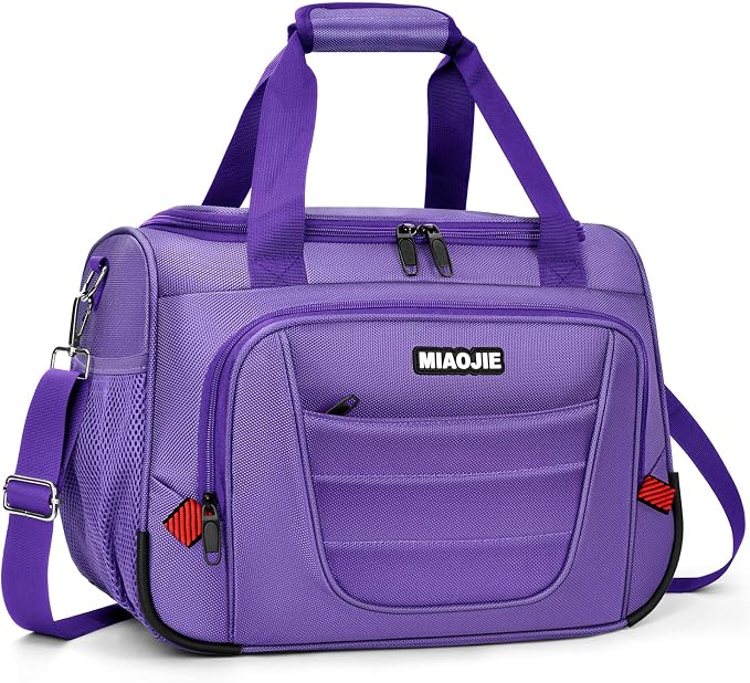 Underseat Carry On luggage Bag Airplanes Personal Item Bags, Gym Bag for Men Weekender Overnight Travel Tote Bag Shoulder Small Softside Carry on Luggage Travel Duffel Bags For Men Women -16 IN Purple by MIAOJIE