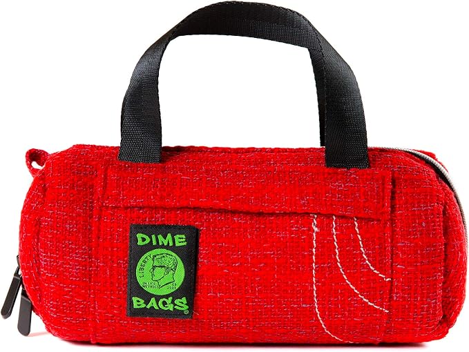 Dime Bags Padded Duffle Tube, Hemp Gear Bag with Heavy Padding for Glass, Electronics, Travel & Storage, With Exterior/Interior Pockets & Durable Handles (Red,10 Inch) by DIMEBAGS