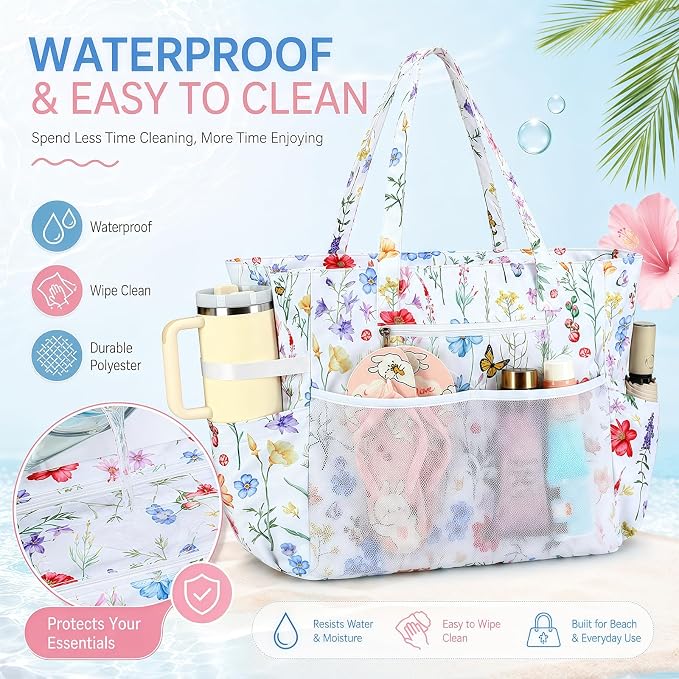 Bluboon Waterproof Beach Tote Pool Bags for Women Ladies Extra Large Carry On Bag With Wet Compartment for Weekender Travel - Image 7
