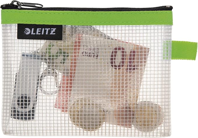 Leitz Wow Travel Pouch, Water Resistant, Translucent, Ideal for Visible Storage and Organisation, Small (A6) - Green - Image 2