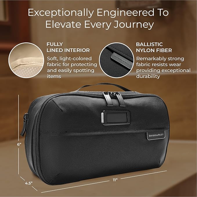 Briggs & Riley Expandable Essentials Kit - Toiletry Travel Bags for Women & Men, Organizer for Vacation, Compact Dopp Kit for Bathroom Accessories, Makeup, & Skincare - Baseline Collection - Image 2
