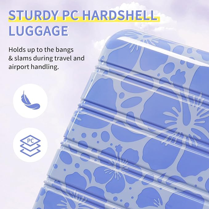 Merax Luggage Sets 3 Piece, Hardside Suitcase Set with Spinner Wheels | Lightweight Printing Luggage Carry on,20+24+28 IN,Blue - Image 3