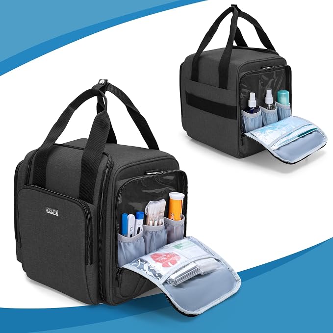 BAFASO Large Pill Bottle Organizer with 4 Inner Removable Pouches, Medicine Bag Come with Shoulder Strap (BAG ONLY), Black - Image 4