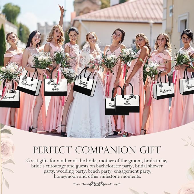 Sweetude 20 Pcs Bride Canvas Tote Bag Bulk with Makeup Bags Gifts for Bride Bridesmaid Tribe Wedding Engagement Bridal Shower - Image 6
