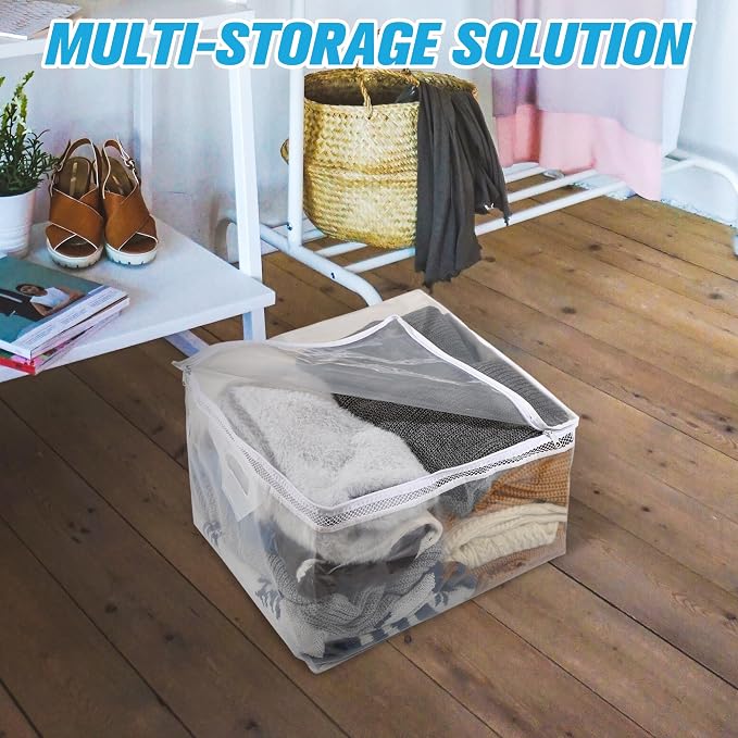 HIBAG 10 Gallon Large Storage Bag for Clothes, Zipper Clothing Storage Bag, Clear Organizer with Reinforced Handles, for Closet and Underbed Storage (4 Pack) - Image 6