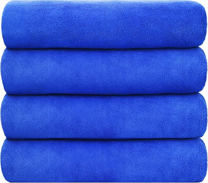 JML Microfiber Bath Towels, Extra Large Bathroom Towel Set, Pack of 4, 30" x 60" - Soft and Absorbent Towel for Hair, Swimming, Fitness, Sport, Yoga, Dark Blue - Image 2