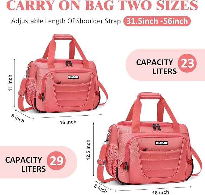 Underseat Carry On luggage Bag Airplanes Personal Item Bags, Gym Bag for Men Weekender Overnight Travel Tote Bag Shoulder Small Softside Carry on Luggage Travel Duffel Bags For Men Women -16 IN Pink - Image 2