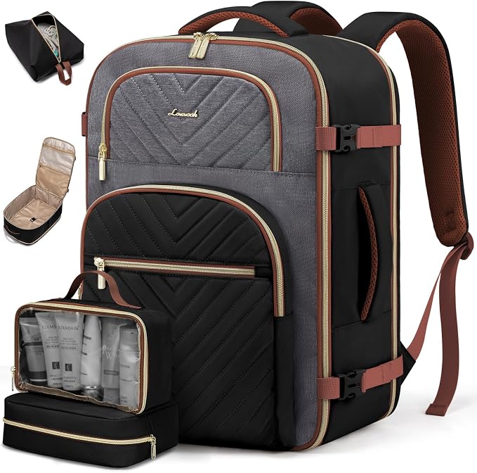 LOVEVOOK Travel Backpack Carry on Flight Approved 40L,Waterproof TSA Travel Essentials Personal Item Backpack for Women Men,Large Carry on Luggage Suitcase Travel Bag for Airplane with 3 Packing Cubes by LOVEVOOK