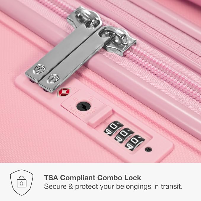 Traveler's Choice Pagosa Hardshell Expandable Luggage with Spinner Wheels, Pink, 2-Piece Set (22/27) - Image 6