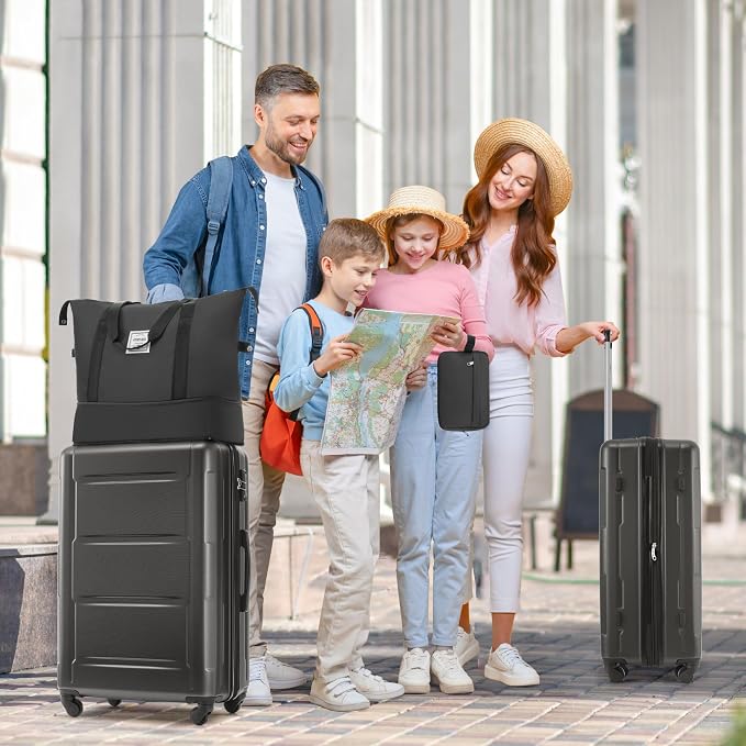 Merax Luggage Sets 2 Piece Suitcase Set, Hardshell 20 IN & 28 IN Suitcase Set with Duffel Bag, Travel Suitcases with Spinner Wheels and TSA Lock(Dark Gray) - Image 9