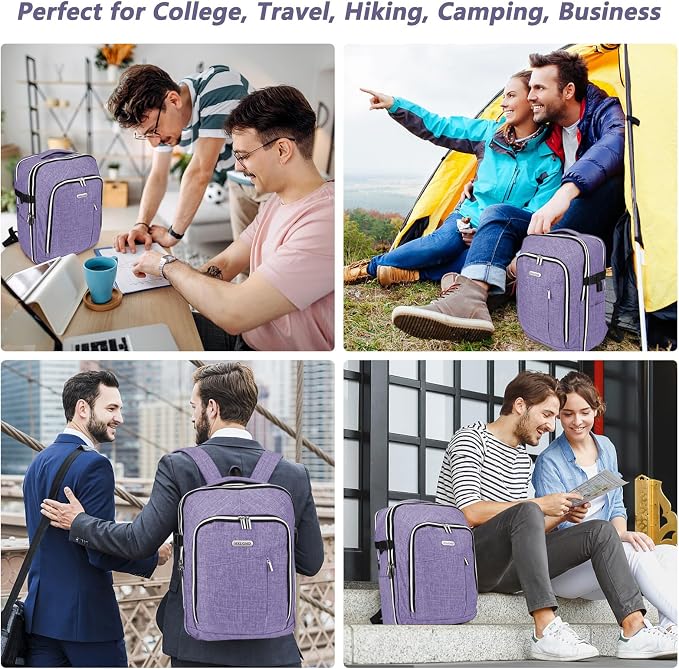 Personal Item Travel Carry On Luggage Backpack for Women Men Flight Approved Casual Weekender Laptop Bag for College Business Outdoors Hiking Water Resistant Lightweight Daypack with USB Charging Port - Image 7