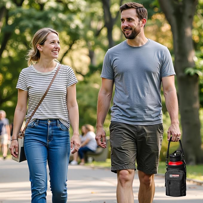 NATURE PIONEOR 32 oz Insulated Water Bottle with Carrier Bag & 3 Lids | 18/8 Food-grade Stainless Steel, Double Vacuum Insulation, 3 Leak-proof Lids, Strap, Camping, Hiking, Gym, Work - Image 7