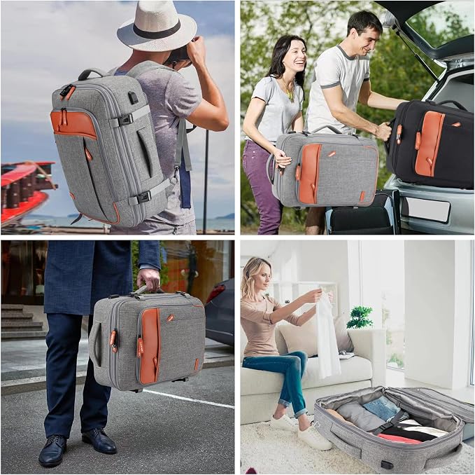 Lumesner 18" Expandable Carry On Travel Backpack With 4 Packing Cubes | Flight Approved, Fits 15.6 Inch Laptop, Water-Resistant, Suitcase Backpack, Business Weekender Luggage, Gift For Men & Women - Image 7