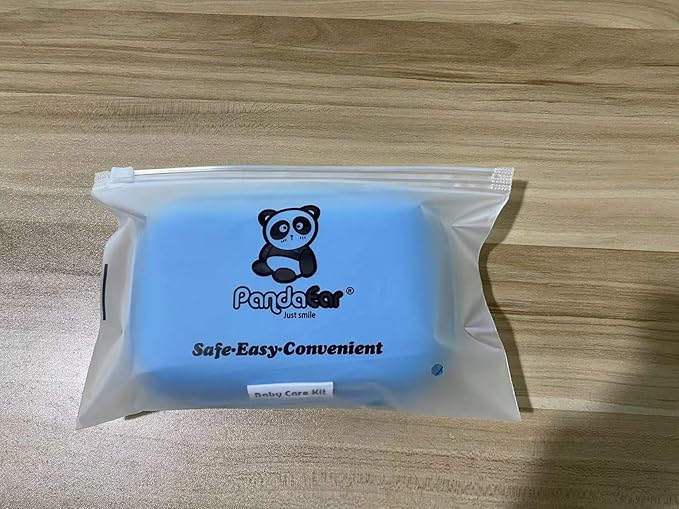 PandaEar Baby Healthcare & Grooming Kit - Baby Safety Set Comb, Brush, Finger Toothbrush, Nail Clippers, Scissors, Nasal Aspirator - Nursery Care Kit (Blue)