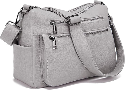 YZAOLL Large Crossbody Shoulder Bag for Women Vegan Leather Tote with Adjustable Wide Strap Work Purse with 10 Pockets